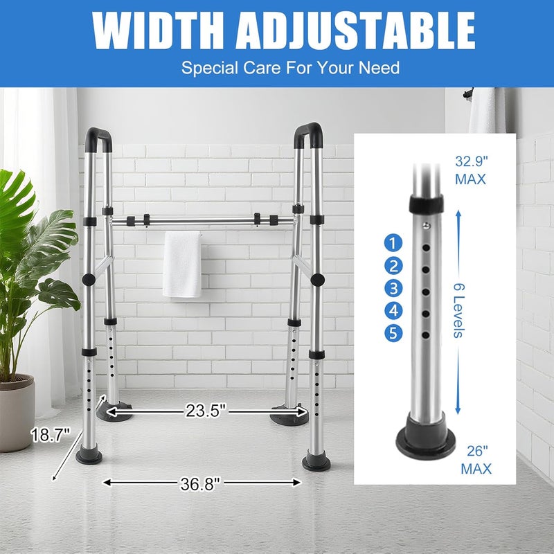 GOMTEFH Toilet Safety Rails, Adjustable Toilet Safety Frame & Rails, Toilet Safety Rail for Elderly Adults - Image 4